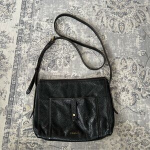 Fossil Jenna Crossbody Bag – Pebbled Black Leather